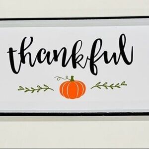 Farmhouse Metal Serving Tray Thankful Pumpkin Fall Decor Thanksgiving 23.25 x 8"